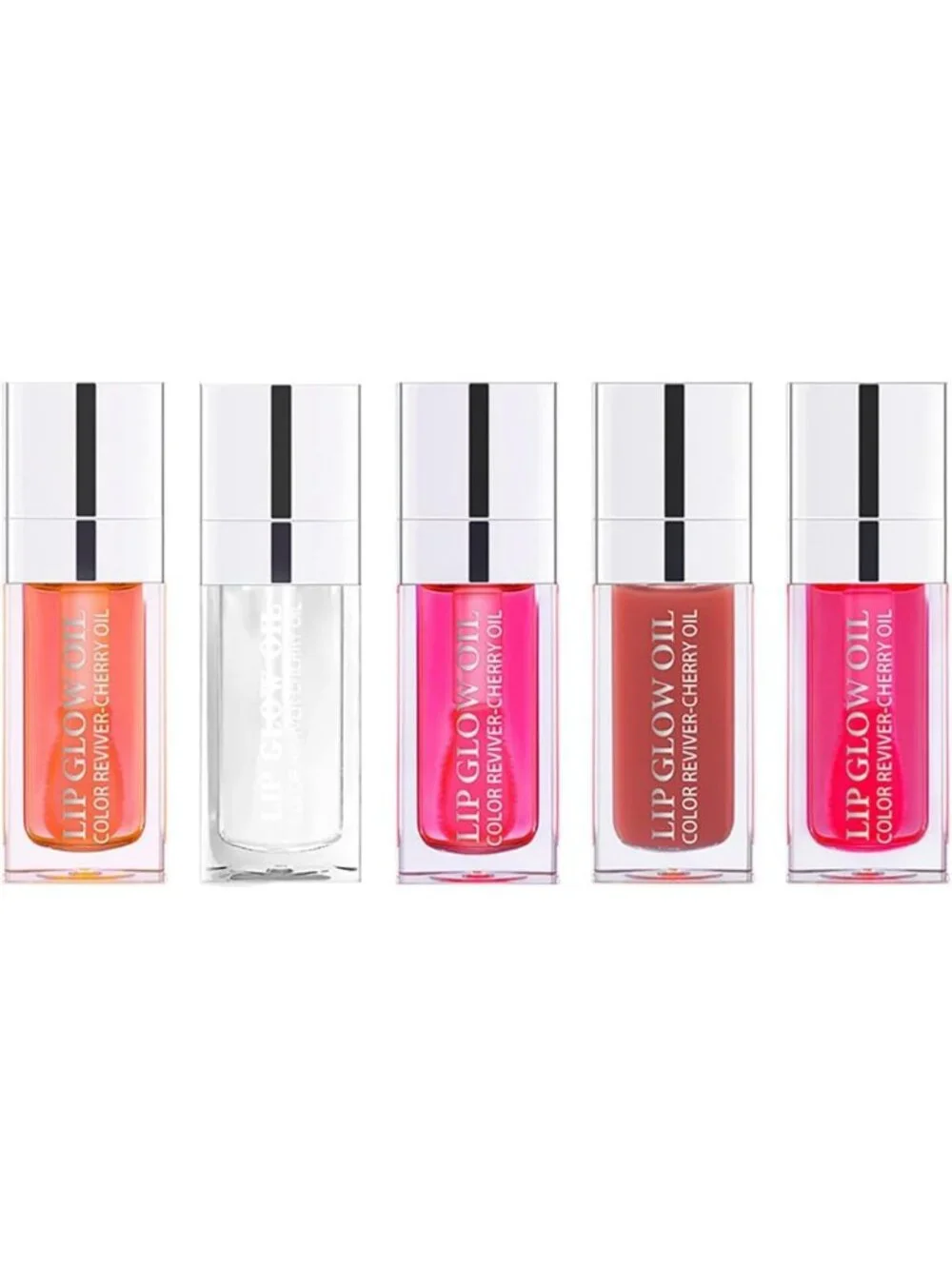 5-Color Hydrating Lip Glow Oil Set - Non-Sticky Cherry Lip Gloss & Moisturizing